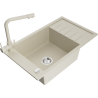 Mexen Elias Granitspüle 1-Becken mit Abtropffläche und Küchenarmatur Duero, beige - 6511-69-671600-69