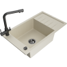Mexen Elias Granitspüle 1-Becken mit Abtropffläche und Küchenarmatur Duero, beige - 6511-69-671600-70