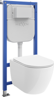Mexen Lena Unterputz-WC-Set pneumatischer Rahmen Tex Air E mit WC-Schüssel 2.0 Tornado und Absenkautomatik, weiß