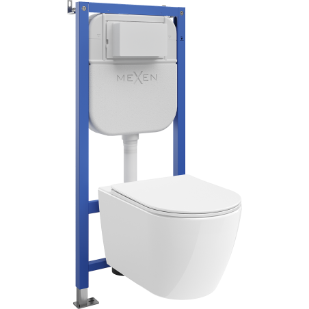 Mexen Rico Unterputz-WC-Set mit pneumatischer Tex Air E Halterung, WC-Schüssel 2.0 Tornado und Soft-Close Sitz, weiß