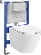 Mexen Lena WC-Unterputzset mit pneumatischem Gerüst Tex Air XS-F und WC-Schüssel 2.0 Tornado mit Absenkautomatik, weiß