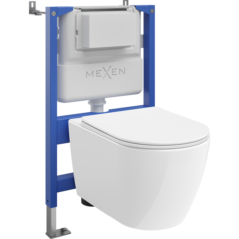 Mexen Rico Unterputz-WC-Set mit pneumatischem Rahmen Tex Air XS-F mit WC-Schüssel 2.0 Tornado und Softclose-Sitz, weiß