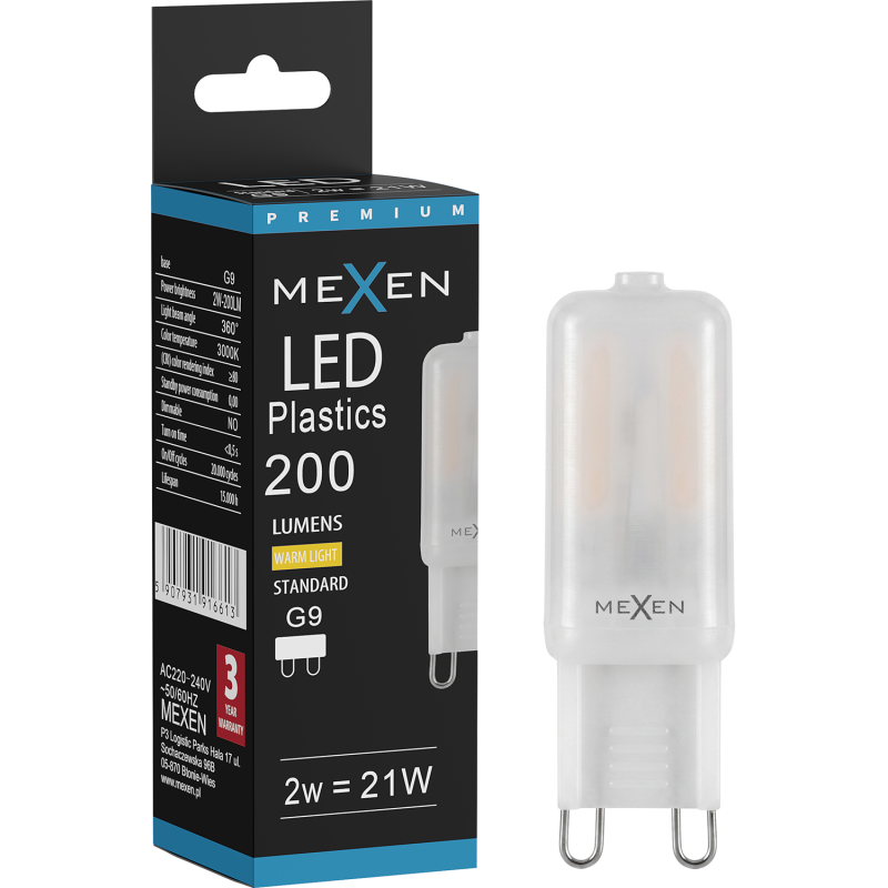 Mexen Aura LED-Glühbirne G9, 2W, Warm - 3000K, 200 lm - L120-G9-0230-01