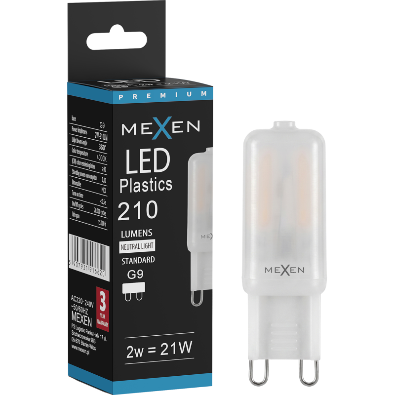 Mexen Aura LED-Glühbirne G9, 2W, Neutral - 4000K, 210 lm - L120-G9-0240-01
