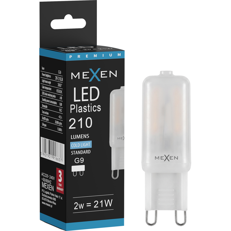 Mexen Aura LED-Lampe G9, 2W, Kalt - 6500K, 210 lm - L120-G9-0265-01
