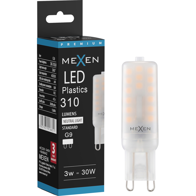 Mexen Aura LED-Glühbirne G9, 3W, Neutral - 4000K, 310 lm - L120-G9-0340-01