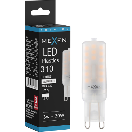 Mexen Aura LED-Glühbirne G9, 3W, Neutral - 4000K, 310 lm - L120-G9-0340-01