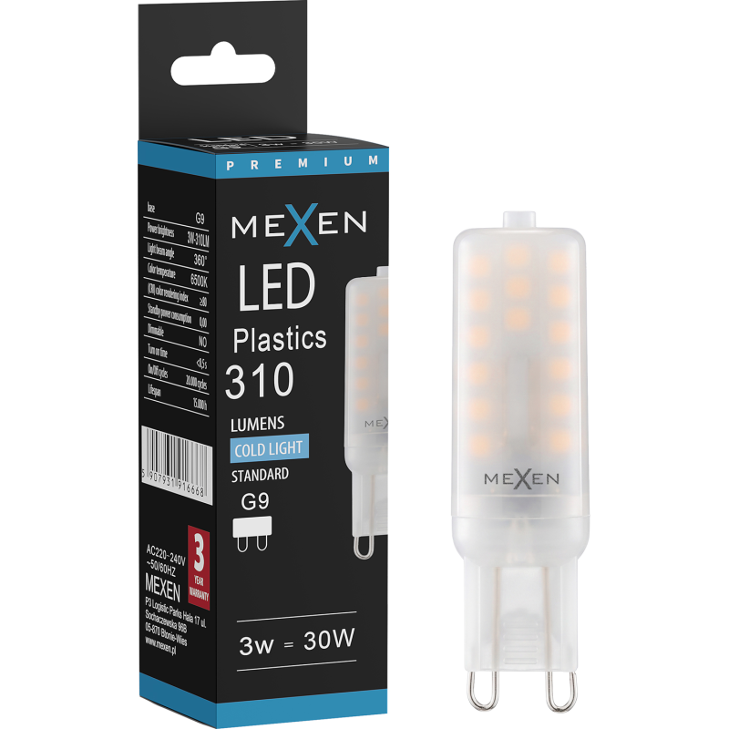 Mexen Aura LED-Lampe G9, 3W, Kalt - 6500K, 310 lm - L120-G9-0365-01