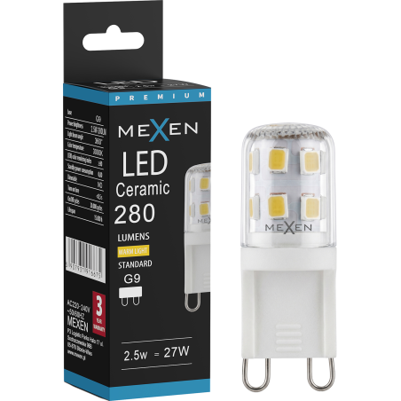 Mexen Aura LED-Lampe G9, 2,5W, Warm - 3000K, 280 lm - L121-G9-0230-01