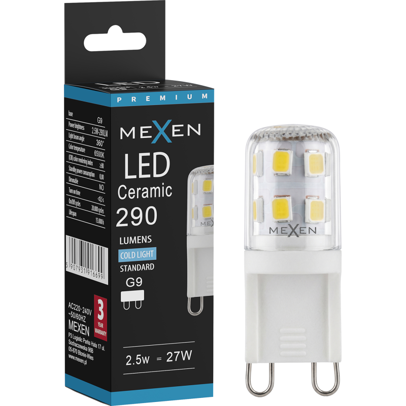 Mexen Aura LED-Glühbirne G9, 2,5W, Kalt - 6500K, 290 lm - L121-G9-0265-01