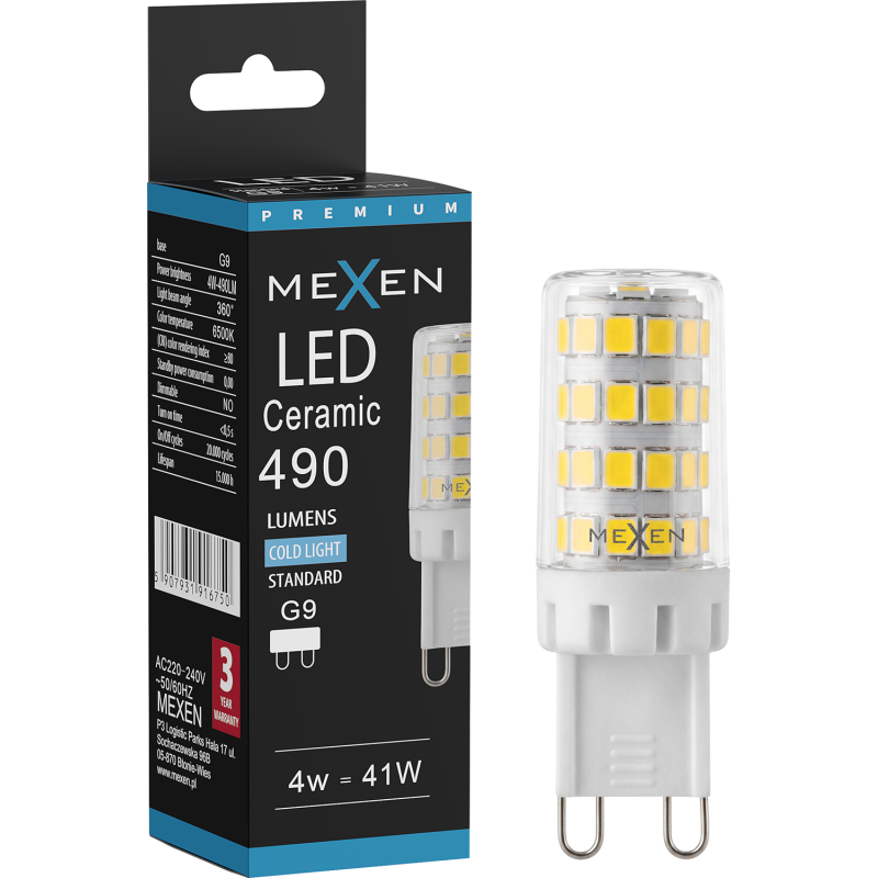 Mexen Aura LED-Glühbirne G9, 4W, Kalt - 6500K, 490 lm - L121-G9-0465-01