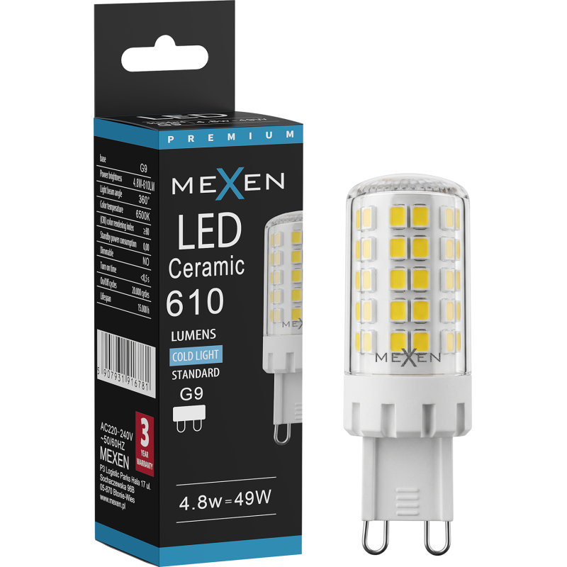 Mexen Aura LED-Glühbirne G9, 4,8W, Kalt - 6500K, 610 lm - L121-G9-0565-01