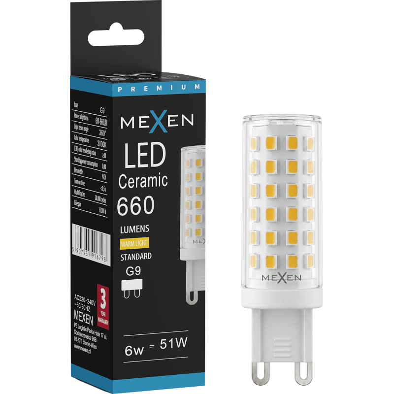 Mexen Aura LED-Lampe G9, 6W, Warm - 3000K, 660 lm - L121-G9-0630-01