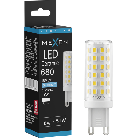 Mexen Aura LED-Glühbirne G9, 6W, Kalt - 6500K, 680 lm - L121-G9-0665-01