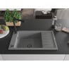Mexen Elias Granitspüle 1-Becken mit Abtropffläche und Küchenarmatur Duero, grau - 6511-71-671600-70-B
