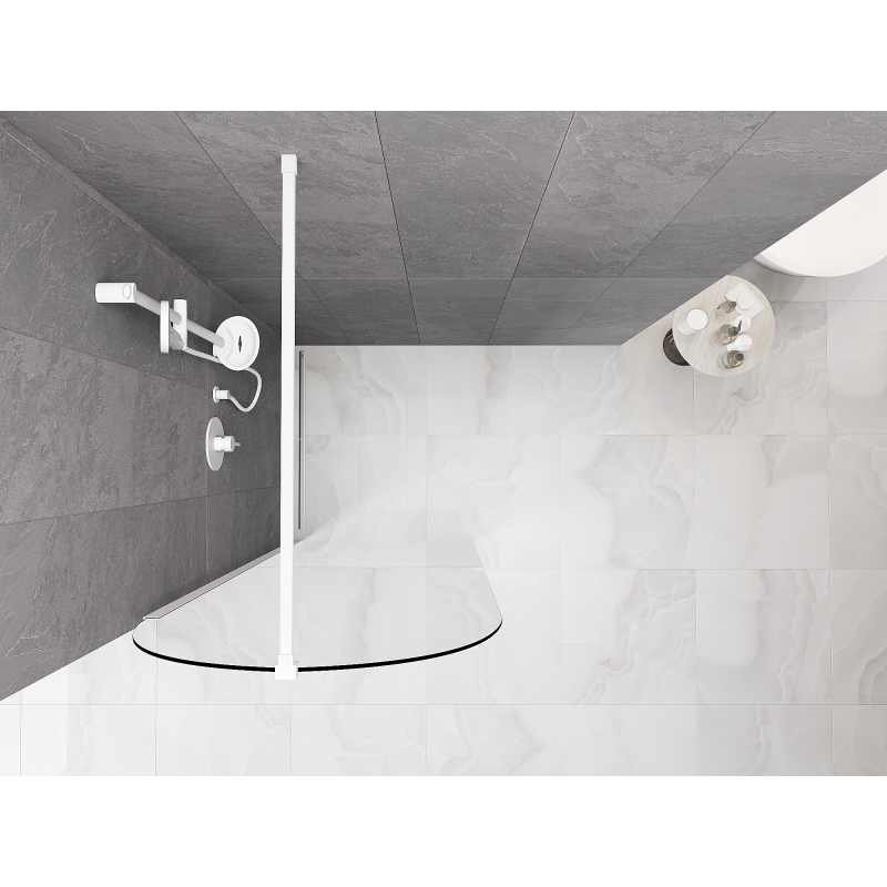 Mexen Kioto-Q Duschwand Walk-in 80 x 200 cm, transparent 8 mm, weiß - 800-080-101-20-00-Q