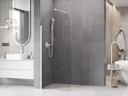 Mexen Kioto-Q Duschwand Walk-in 90 x 200 cm, transparent 8 mm, weiß - 800-090-101-20-00-Q