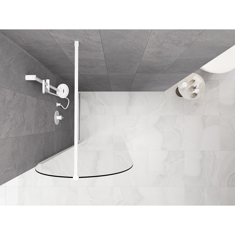 Mexen Kioto-Q Duschwand Walk-in 90 x 200 cm, transparent 8 mm, weiß - 800-090-101-20-00-Q