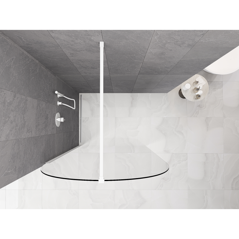 Mexen Kioto-Q Duschwand Walk-in 100 x 200 cm, transparent 8 mm, weiß - 800-100-101-20-00-Q