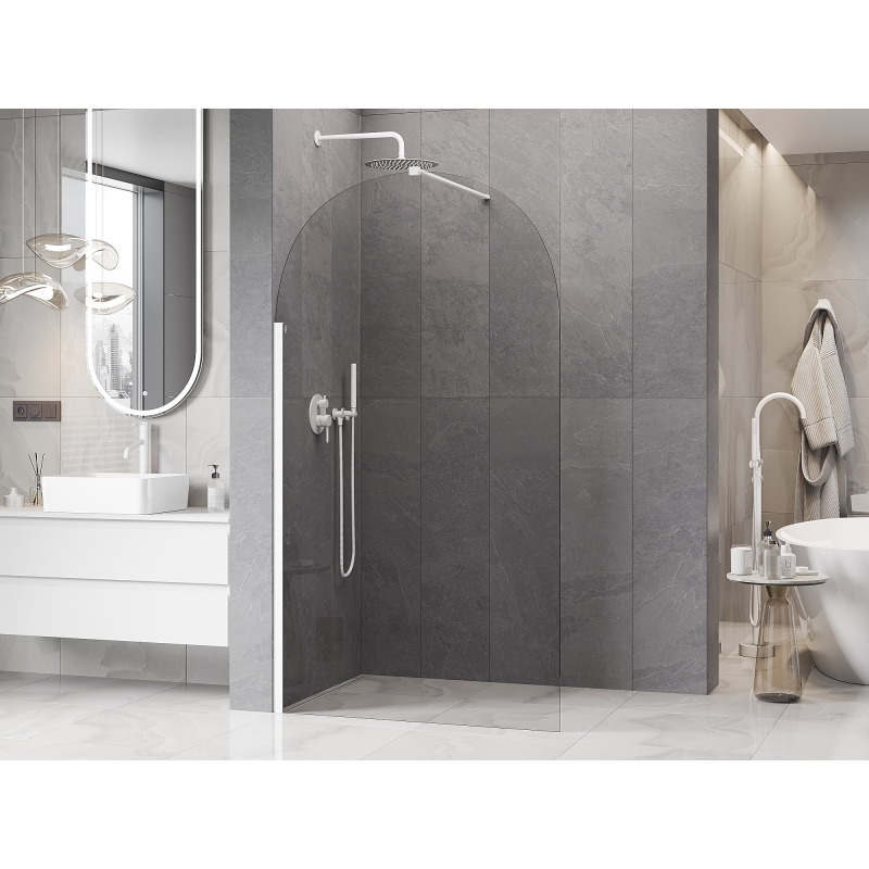 Mexen Kioto-Q Duschwand Walk-in 110 x 200 cm, transparent 8 mm, weiß - 800-110-101-20-00-Q