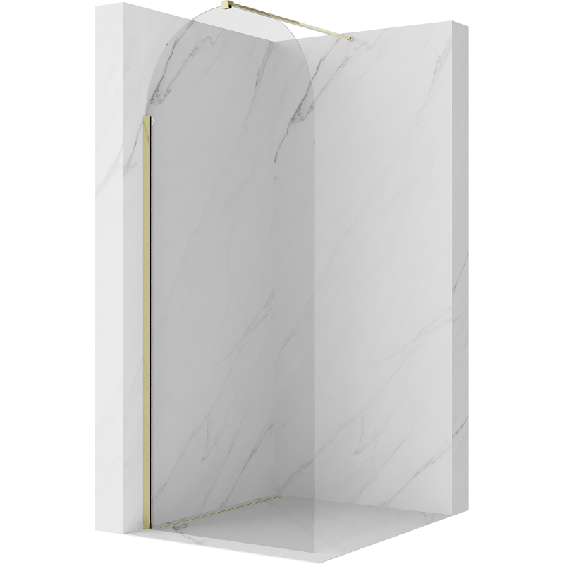 Mexen Kioto-Q Duschwand Walk-in 80 x 200 cm, transparent 8 mm, gold - 800-080-101-50-00-Q