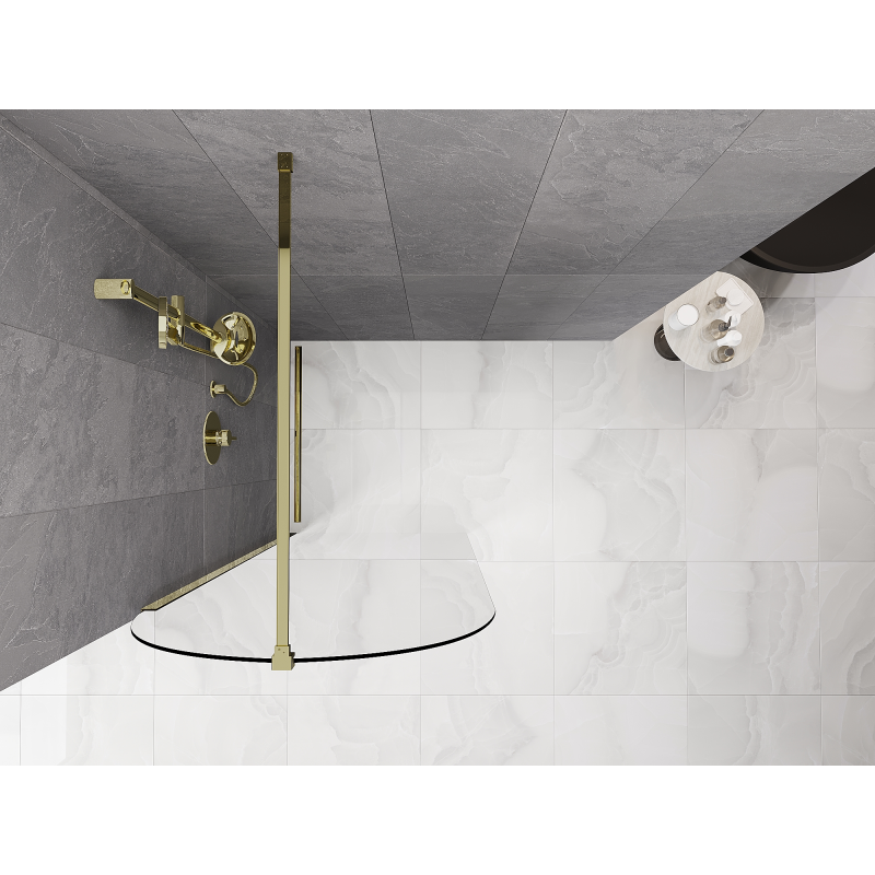 Mexen Kioto-Q Duschwand Walk-in 80 x 200 cm, transparent 8 mm, gold - 800-080-101-50-00-Q