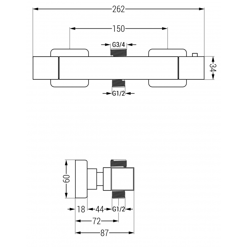 Mexen Cube thermostatische Duscharmatur, gold - 77250-50