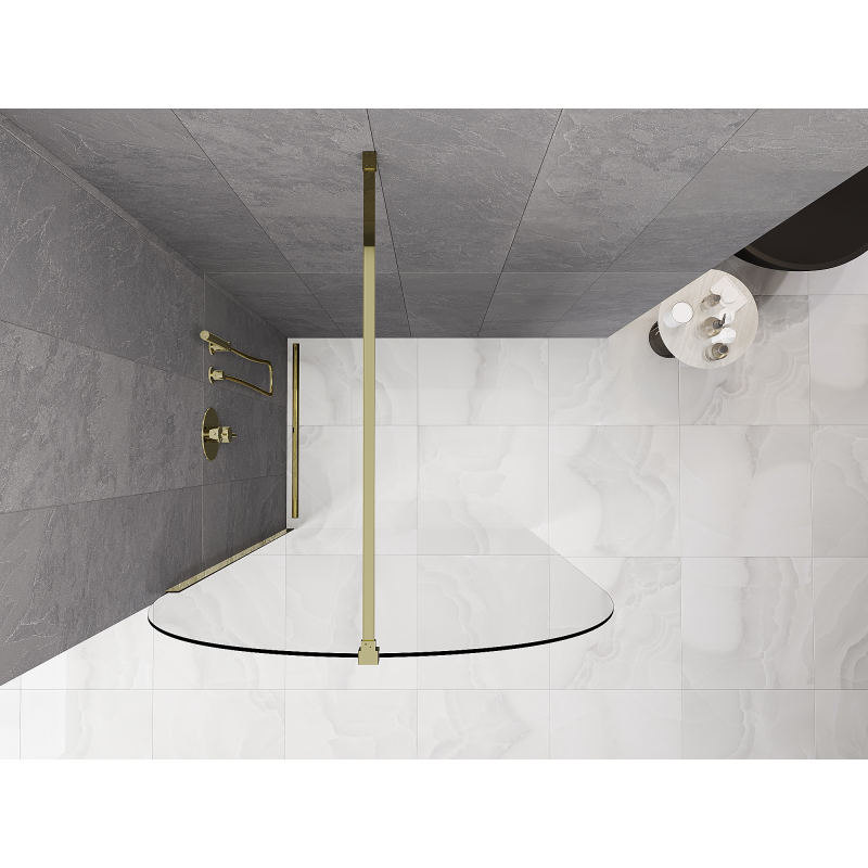 Mexen Kioto-Q Duschwand Walk-in 110 x 200 cm, transparent 8 mm, gold - 800-110-101-50-00-Q