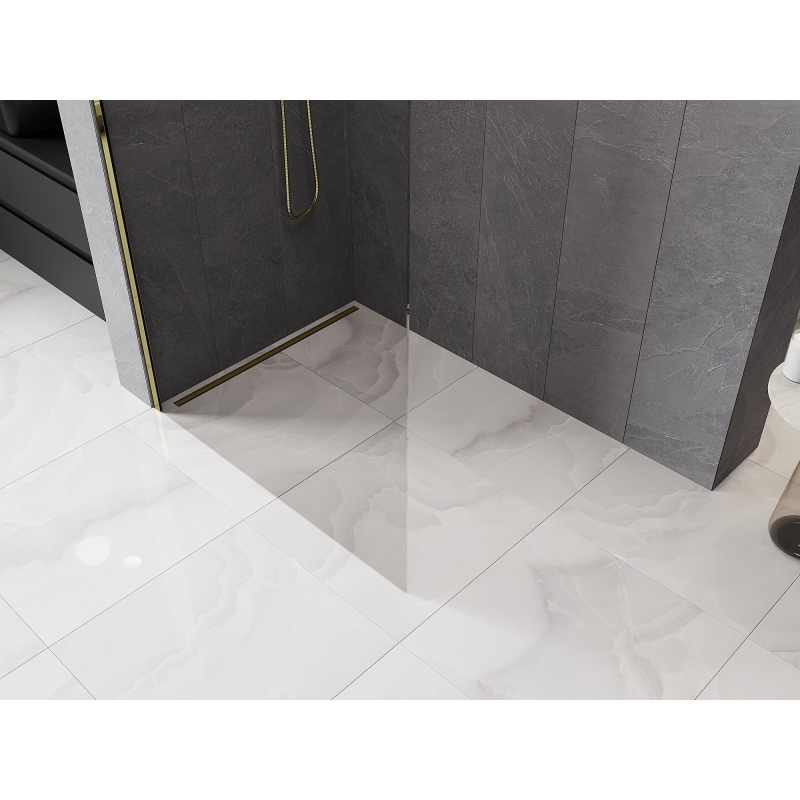 Mexen Kioto-Q Duschwand Walk-in 120 x 200 cm, transparent 8 mm, gold - 800-120-101-50-00-Q