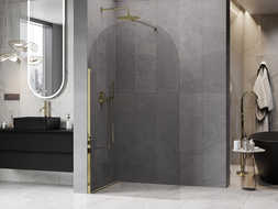 Mexen Kioto-Q Duschwand Walk-in 120 x 200 cm, transparent 8 mm, gold - 800-120-101-50-00-Q