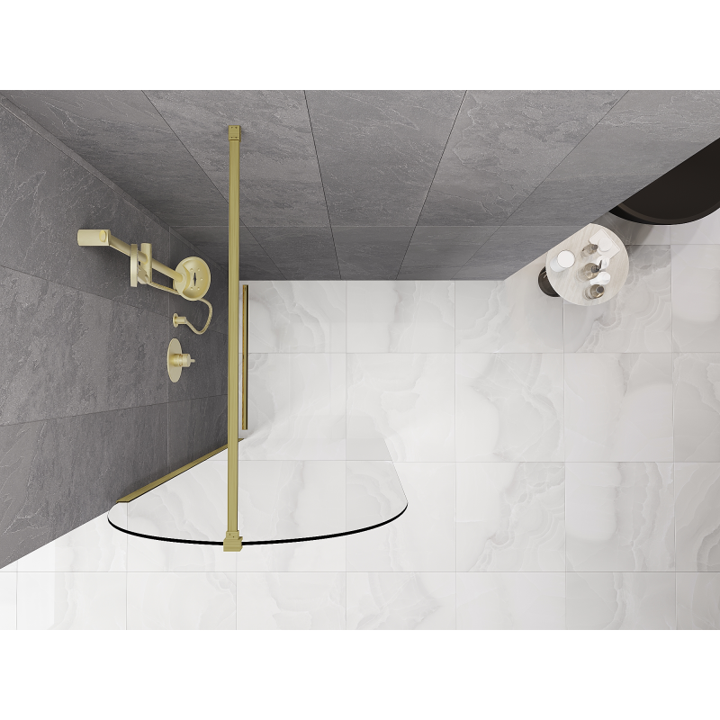 Mexen Kioto-Q Duschwand Walk-in 80 x 200 cm, transparent 8 mm, gold gebürstet - 800-080-101-55-00-Q