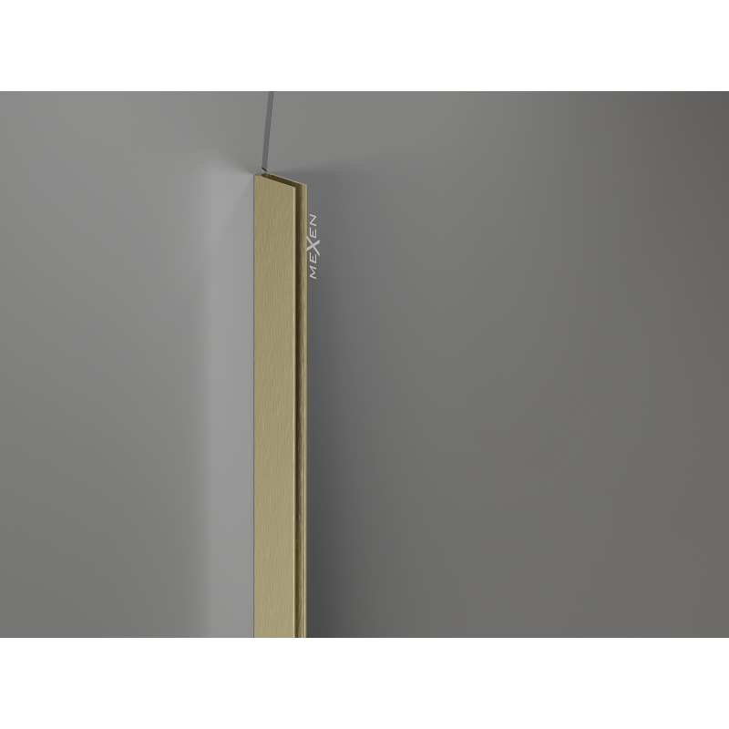 Mexen Kioto-Q Duschwand Walk-in 90 x 200 cm, transparent 8 mm, gold gebürstet - 800-090-101-55-00-Q