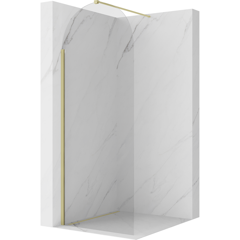 Mexen Kioto-Q Duschwand Walk-in 90 x 200 cm, transparent 8 mm, gold gebürstet - 800-090-101-55-00-Q
