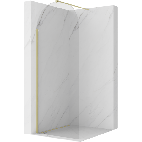 Mexen Kioto-Q Duschwand Walk-in 90 x 200 cm, transparent 8 mm, gold gebürstet - 800-090-101-55-00-Q