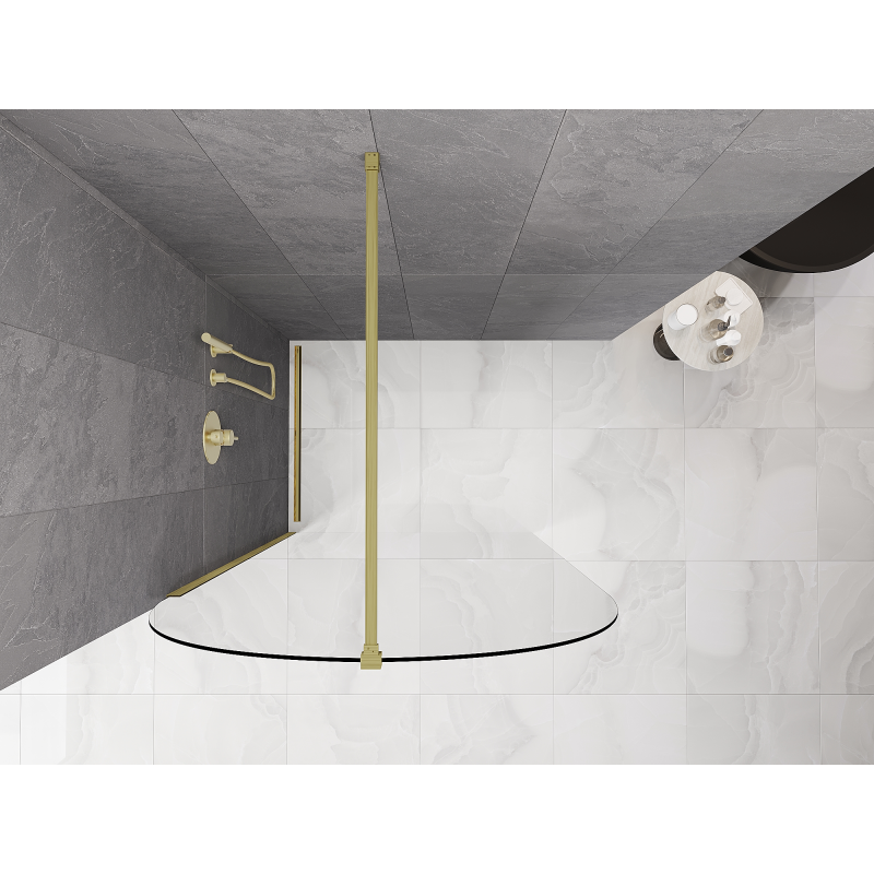 Mexen Kioto-Q Duschtür Walk-in 120 x 200 cm, transparent 8 mm, gold gebürstet - 800-120-101-55-00-Q