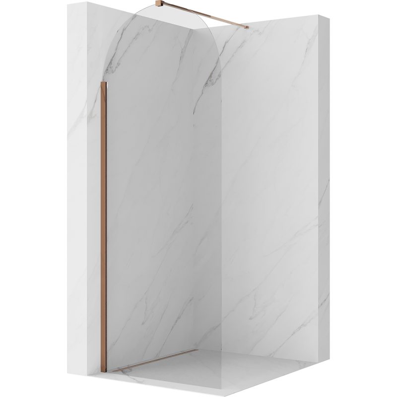 Mexen Kioto-Q Duschwand Walk-in 90 x 200 cm, transparent 8 mm, Roségold - 800-090-101-60-00-Q