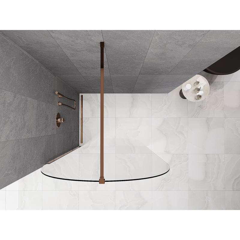Mexen Kioto-Q Duschwand Walk-in 100 x 200 cm, transparent 8 mm, roségold - 800-100-101-60-00-Q