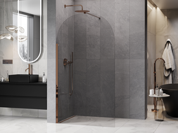 Mexen Kioto-Q Duschwand Walk-in 120 x 200 cm, transparent 8 mm, Roségold - 800-120-101-60-00-Q