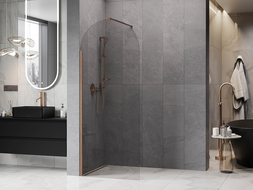 Mexen Kioto-Q Duschwand Walk-in 80 x 200 cm, transparent 8 mm, gebürstetes Kupfer - 800-080-101-65-00-Q