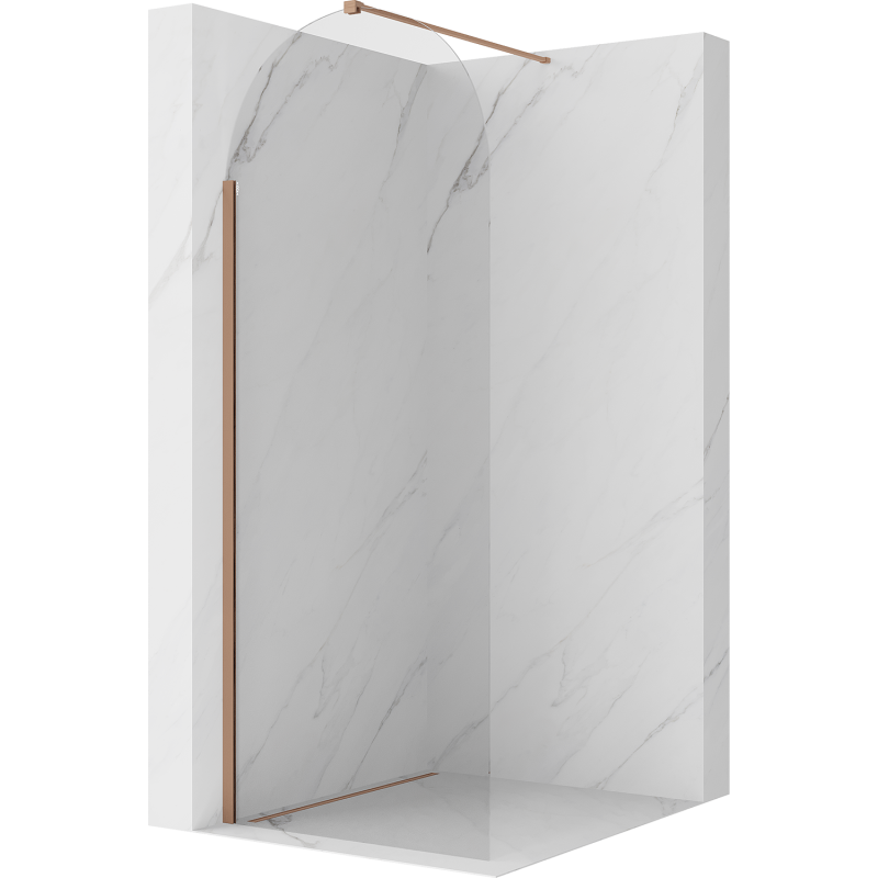 Mexen Kioto-Q Duschwand Walk-in 90 x 200 cm, transparent 8 mm, gebürstetes Kupfer - 800-090-101-65-00-Q