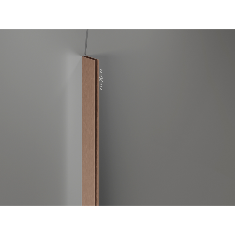 Mexen Kioto-Q Duschwand Walk-in 100 x 200 cm, transparent 8 mm, gebürstetes Kupfer - 800-100-101-65-00-Q