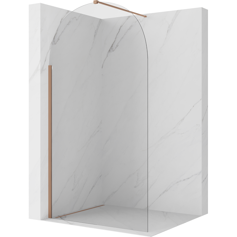 Mexen Kioto-Q Duschwand Walk-in 100 x 200 cm, transparent 8 mm, gebürstetes Kupfer - 800-100-101-65-00-Q