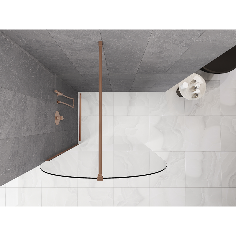 Mexen Kioto-Q Duschwand Walk-in 100 x 200 cm, transparent 8 mm, gebürstetes Kupfer - 800-100-101-65-00-Q