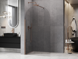 Mexen Kioto-Q Duschwand Walk-in 110 x 200 cm, transparent 8 mm, gebürstetes Kupfer - 800-110-101-65-00-Q
