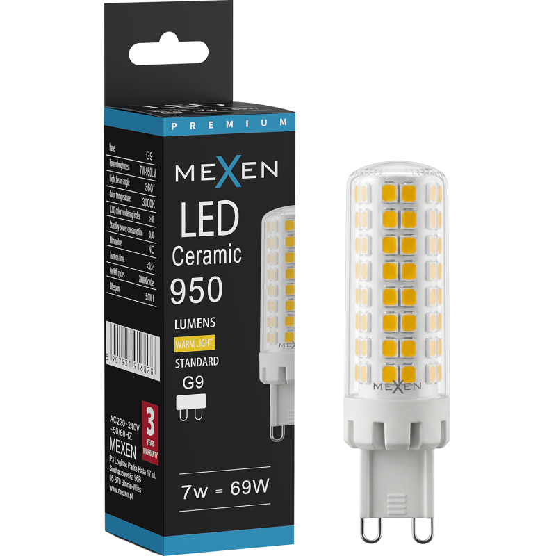 Mexen Aura LED-Lampe G9, 7W, Warm - 3000K, 950 lm - L121-G9-0730-01