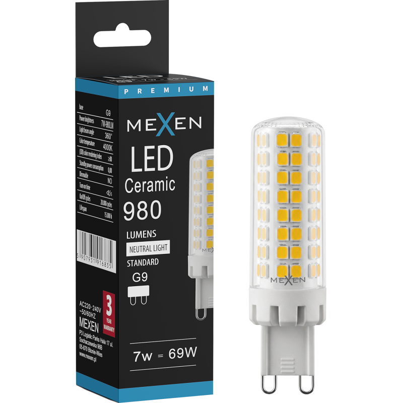 Mexen Aura LED-Glühbirne G9, 7W, Neutral - 4000K, 980 lm - L121-G9-0740-01