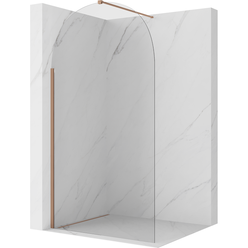 Mexen Kioto-Q Duschwand Walk-in 120 x 200 cm, transparent 8 mm, gebürstetes Kupfer - 800-120-101-65-00-Q