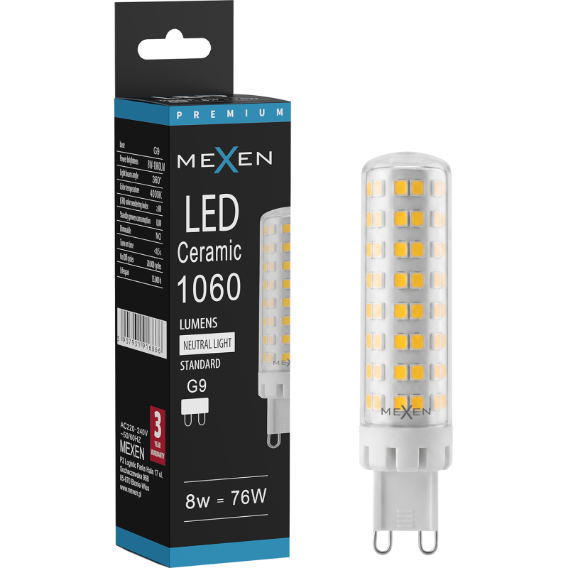 Mexen Aura LED-Glühbirne G9, 8W, Neutral - 4000K, 1060 lm - L121-G9-0840-01