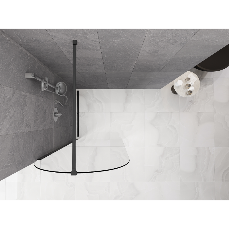 Mexen Kioto-Q Duschwand Walk-in 80 x 200 cm, transparent 8 mm, gun grau gebürstet - 800-080-101-66-00-Q