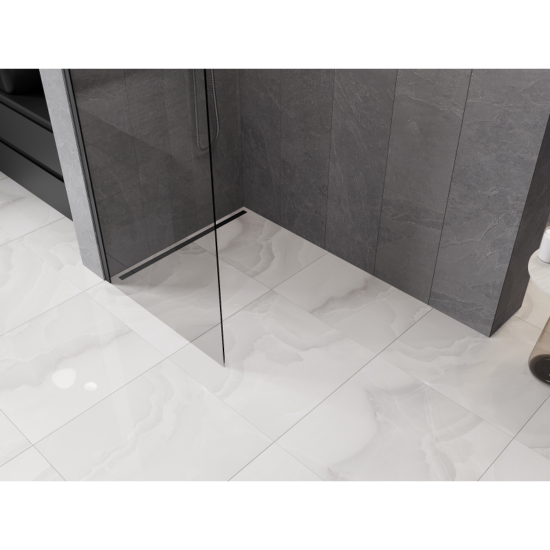 Mexen Kioto-Q Duschwand Walk-in 90 x 200 cm, transparent 8 mm, gebürstetes Gun Gray - 800-090-101-66-00-Q